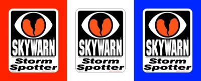 3.5 inch x 4.5 inch non reflective SKYWARN Storm Spotter exterior vinyl stickers ~ Style 2